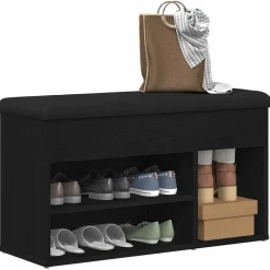 vidaXL Schoenenbank Zwart 80 x 30 x 45 cm Bewerkt hout