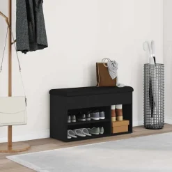 vidaXL Schoenenbank Zwart 80 x 30 x 45 cm Bewerkt hout