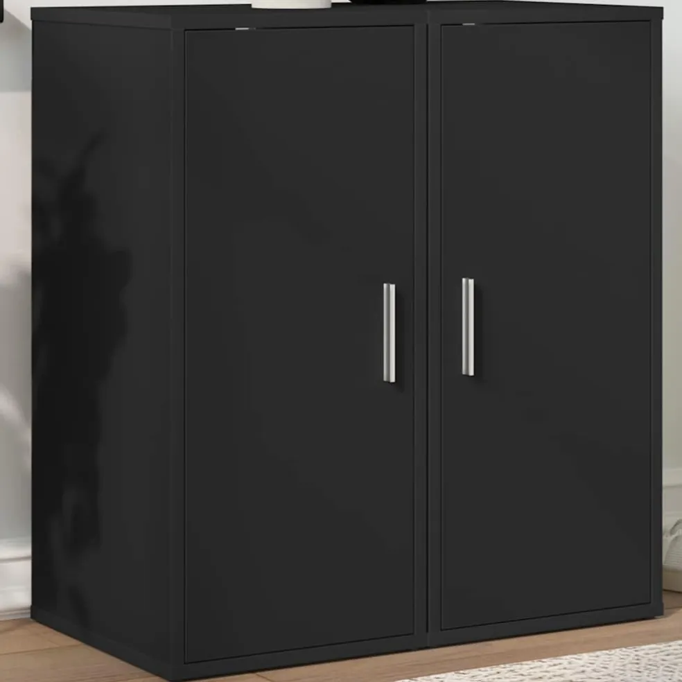 vidaXL Schoenenkasten 2 st 32x35x70 cm spaanplaat zwart