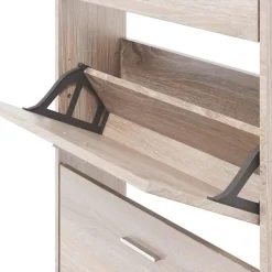 vidaXL Schoenenkast hout met 5 opbergvakken eiken-look