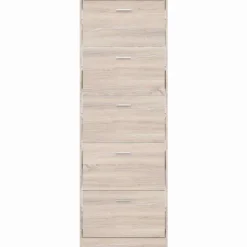 vidaXL Schoenenkast hout met 5 opbergvakken eiken-look
