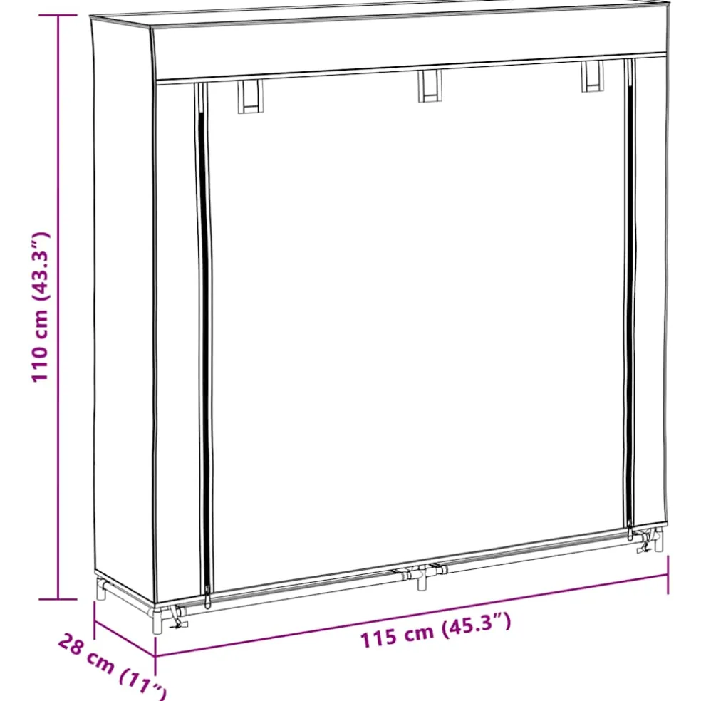 vidaXL Schoenenkast met hoes 115x28x110 stof zwart