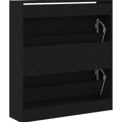 vidaXL Schoenenkast 80 x 21 x 87,5 cm Bewerkt hout Zwart Eiken