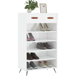 vidaXL Schoenenkast 60x35x105 cm bewerkt hout hoogglans wit