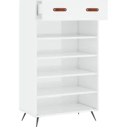 vidaXL Schoenenkast 60x35x105 cm bewerkt hout hoogglans wit