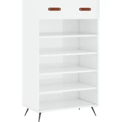 vidaXL Schoenenkast 60x35x105 cm bewerkt hout hoogglans wit