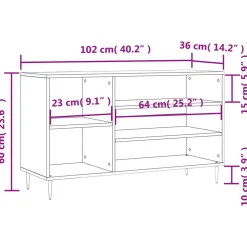 vidaXL Schoenenkast 102x36x60 cm bewerkt hout sonoma grijs