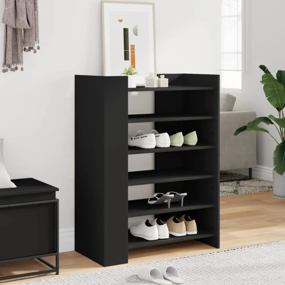 vidaXL Schoenenkast 74,5x37,5x100 cm bewerkt hout zwart