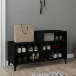 vidaXL Schoenenkast 102x36x60 cm bewerkt hout zwart