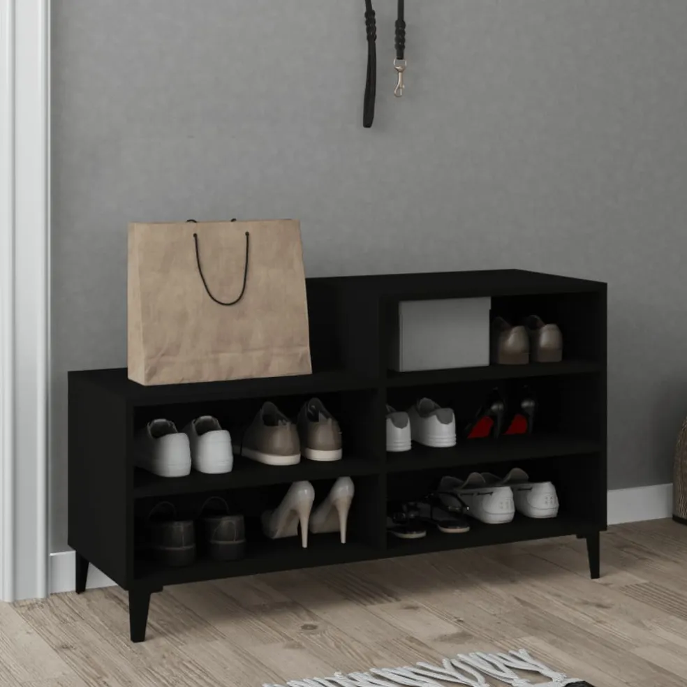 vidaXL Schoenenkast 102x36x60 cm bewerkt hout zwart