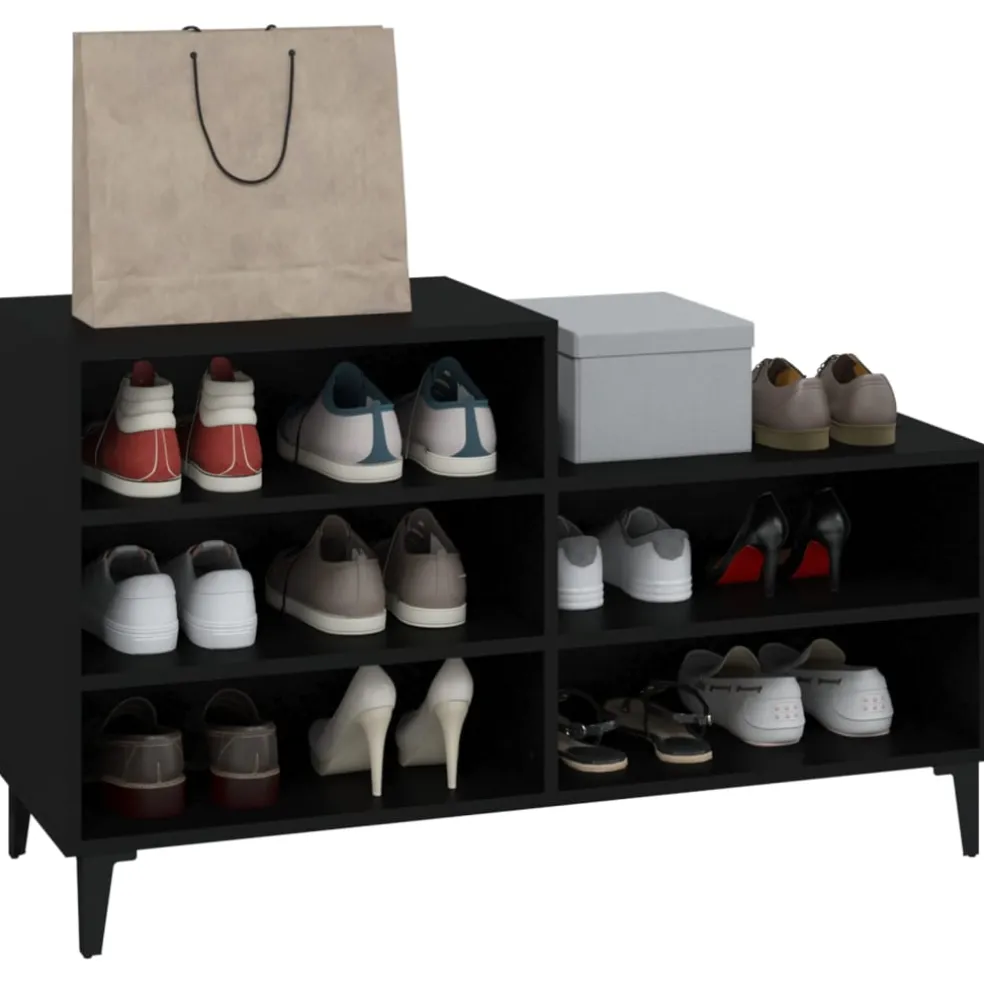 vidaXL Schoenenkast 102x36x60 cm bewerkt hout zwart
