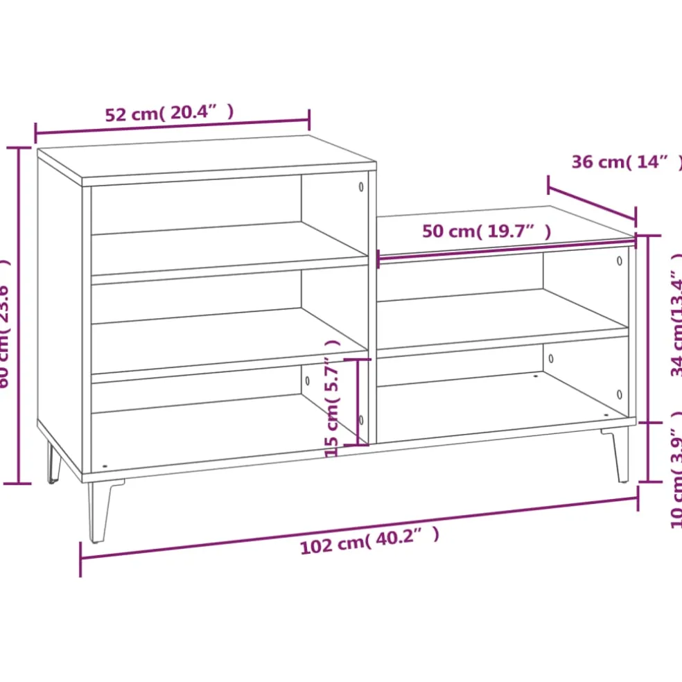 vidaXL Schoenenkast 102x36x60 cm bewerkt hout zwart