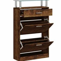 vidaXL Schoenenkast 63x24x104 cm bewerkt hout gerookt eikenkleurig