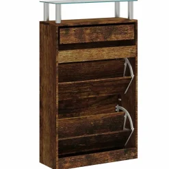vidaXL Schoenenkast 63x24x104 cm bewerkt hout gerookt eikenkleurig