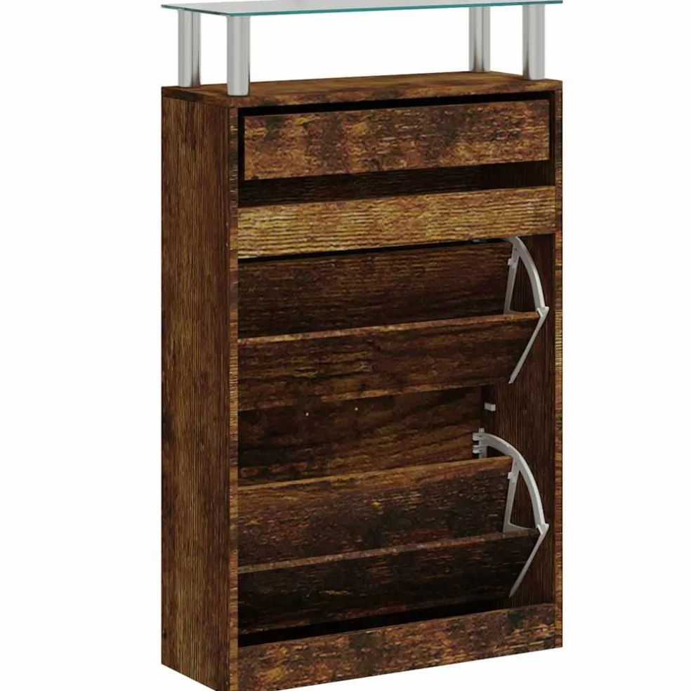 vidaXL Schoenenkast 63x24x104 cm bewerkt hout gerookt eikenkleurig