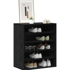 vidaXL Schoenenkast 60 x 35 x 70 cm Bewerkt hout Zwart eiken