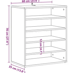 vidaXL Schoenenkast 60 x 35 x 70 cm Bewerkt hout Zwart eiken