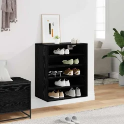 vidaXL Schoenenkast 60 x 35 x 70 cm Bewerkt hout Zwart eiken