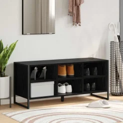 vidaXL Schoenenkast 100 x 35 x 44 cm Bewerkt hout Zwart Eiken