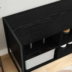 vidaXL Schoenenkast 100 x 35 x 44 cm Bewerkt hout Zwart Eiken
