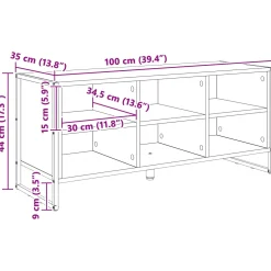 vidaXL Schoenenkast 100 x 35 x 44 cm Bewerkt hout Zwart Eiken
