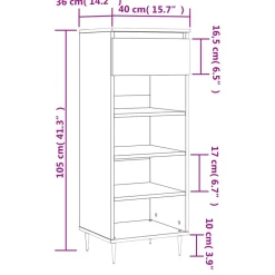 vidaXL Schoenenkast 60 x 35 x 92 cm Bewerkt hout Zwart eiken
