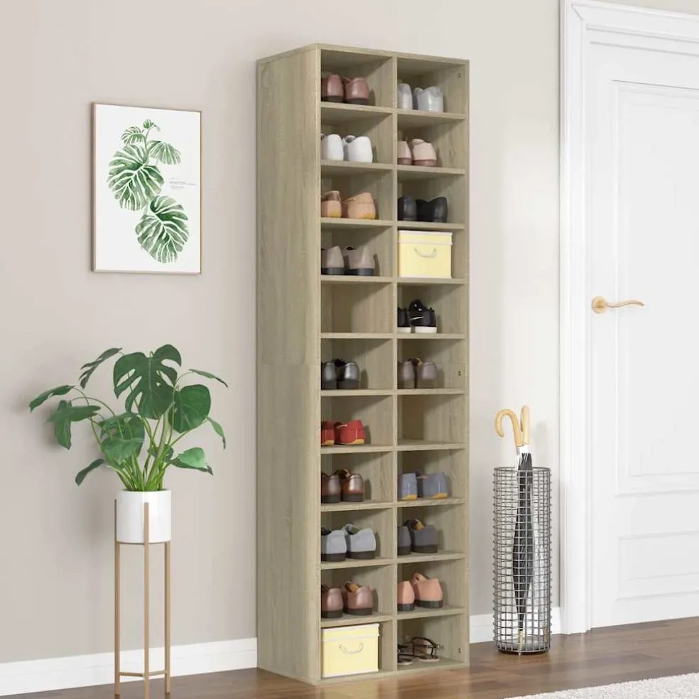 vidaXL Schoenenkast 54x34x183 cm bewerkt hout sonoma eikenkleurig