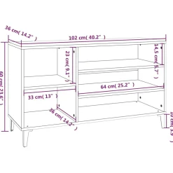 vidaXL Schoenenkast 102x36x60 cm bewerkt hout sonoma eikenkleurig