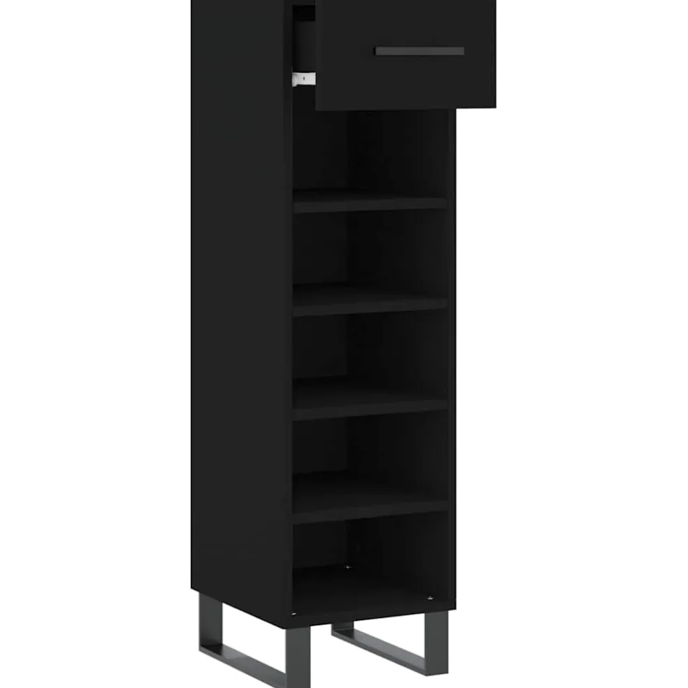 vidaXL Schoenenkast 30x35x105 cm bewerkt hout zwart