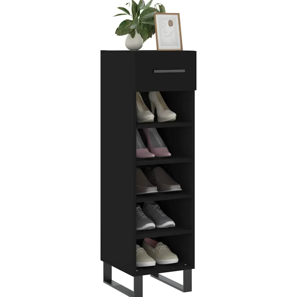 vidaXL Schoenenkast 30x35x105 cm bewerkt hout zwart