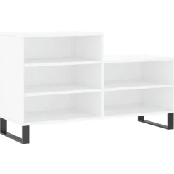 vidaXL Schoenenkast 150x35x45 cm bewerkt hout hoogglans wit