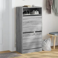 vidaXL Schoenenkast 60x34x116 cm bewerkt hout grijs sonoma eikenkleur