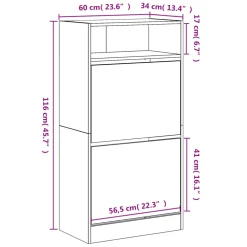 vidaXL Schoenenkast 102x36x60 cm bewerkt hout gerookt eikenkleurig