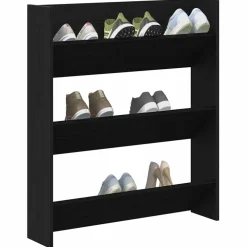 vidaXL Schoenenkast 80 x 18 x 90 cm Bewerkt hout Zwart eiken