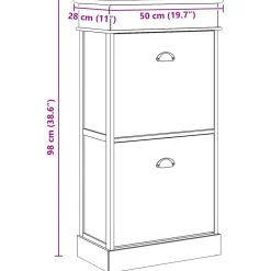 vidaXL Schoenenkast 50x28x98 cm paulowniahout bruin