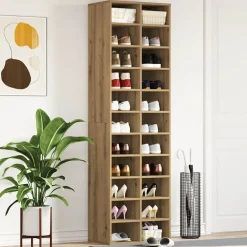 vidaXL Schoenenkast 54x34x183 cm spaanplaat ambachtelijk eikenkleurig