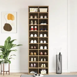 vidaXL Schoenenkast 54x34x183 cm spaanplaat ambachtelijk eikenkleurig