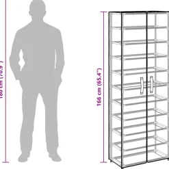 vidaXL Schoenenkast 60x30x166 cm stof crèmekleurig