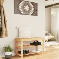 vidaXL Schoenenrek 3-laags 70x27,5x45 cm bamboe