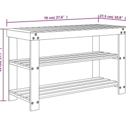 vidaXL Schoenenrek 3-laags 70x27,5x45 cm bamboe