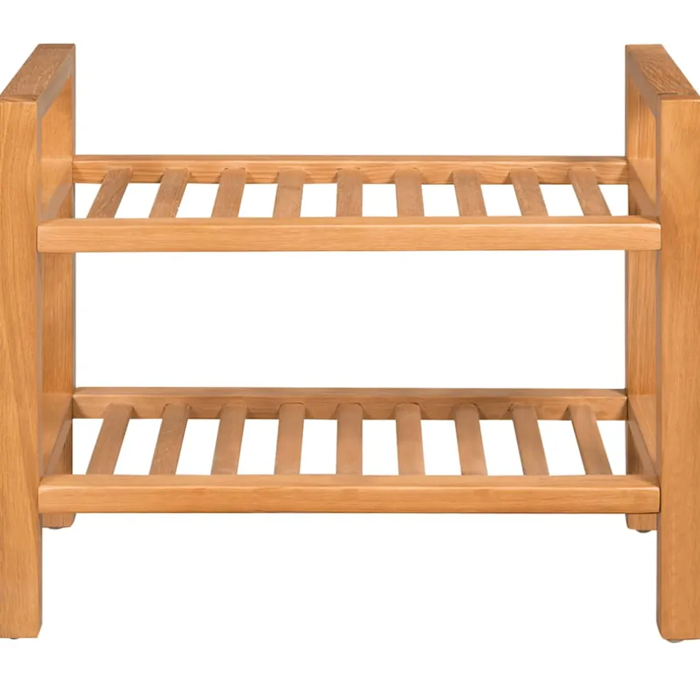 vidaXL Schoenenrek met 2 schappen 50x27x40 cm massief eikenhout