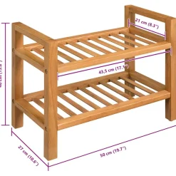 vidaXL Schoenenrek met 2 schappen 50x27x40 cm massief eikenhout