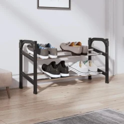 vidaXL Schoenenrek met 2 schappen verlengbaar 119x24x37 cm