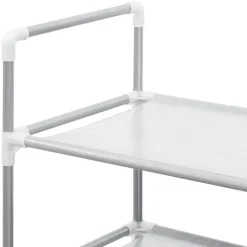 vidaXL Schoenenrek met 10 schappen metaal en nonwoven stof zilverkleur