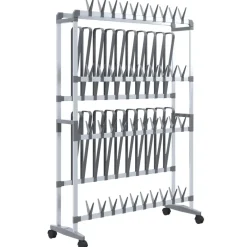 vidaXL Schoenenrek met wieltjes 89x27x120 cm zilverkleurig