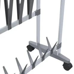 vidaXL Schoenenrek met wieltjes 89x27x120 cm zilverkleurig