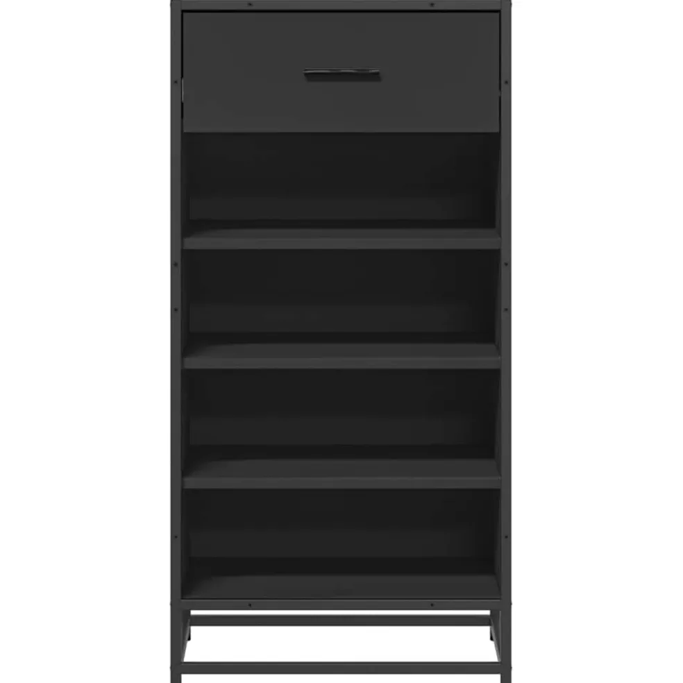 vidaXL Schoenenrek 48x38x97,5 cm bewerkt hout zwart