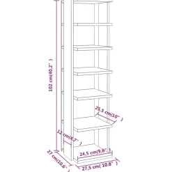 vidaXL Schoenenrek 27,5x27x102 cm bewerkt hout grijs sonoma