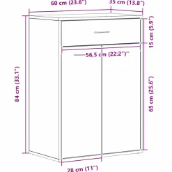 vidaXL Schoenenrek 60 x 35 x 84 cm Bewerkt hout Zwart Eiken