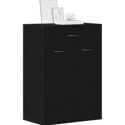 vidaXL Schoenenrek 60 x 35 x 84 cm Bewerkt hout Zwart Eiken